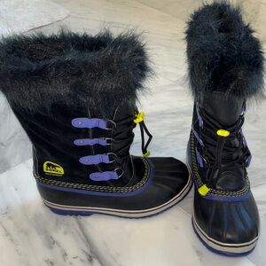 Sorel Black Boots with Purple and Yellow Accents